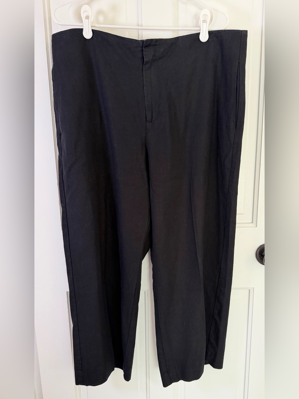 GAP Polished Linen Flare Pants Black Size 16 Cropped Wide Leg Trousers